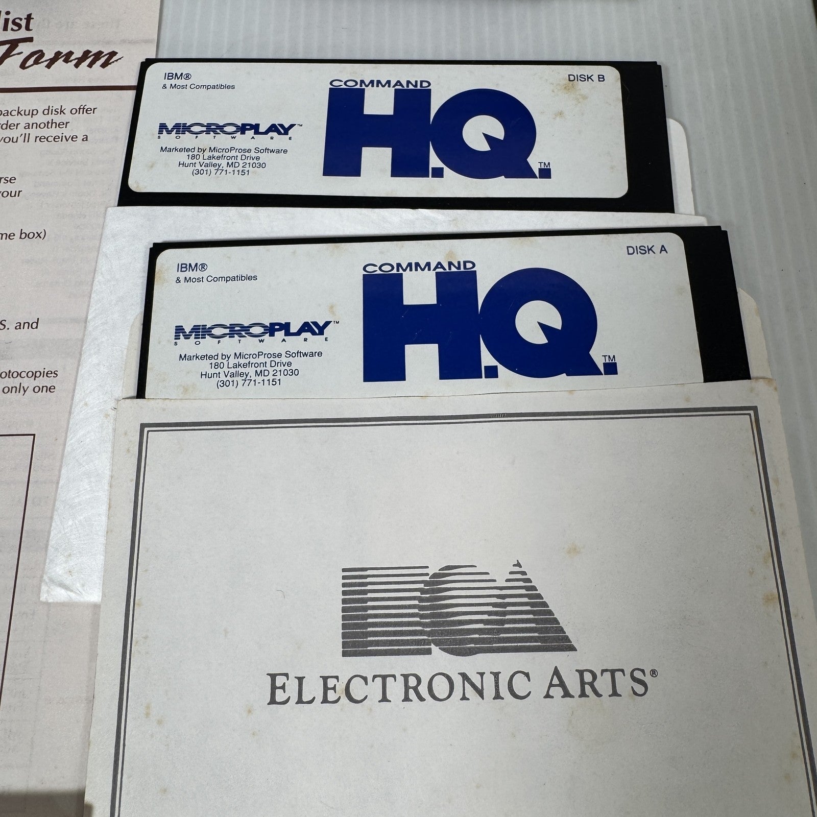 Vintage Command HQ PC Game 5.25" Disks Microplay 1990 Complete Big Box Strategy