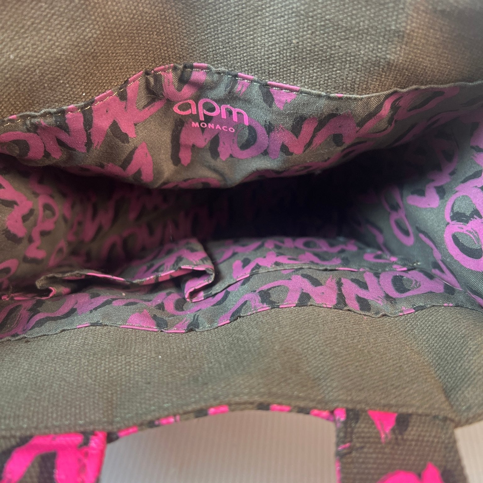 APM Monaco Women's Canvas Tote Pink Logo