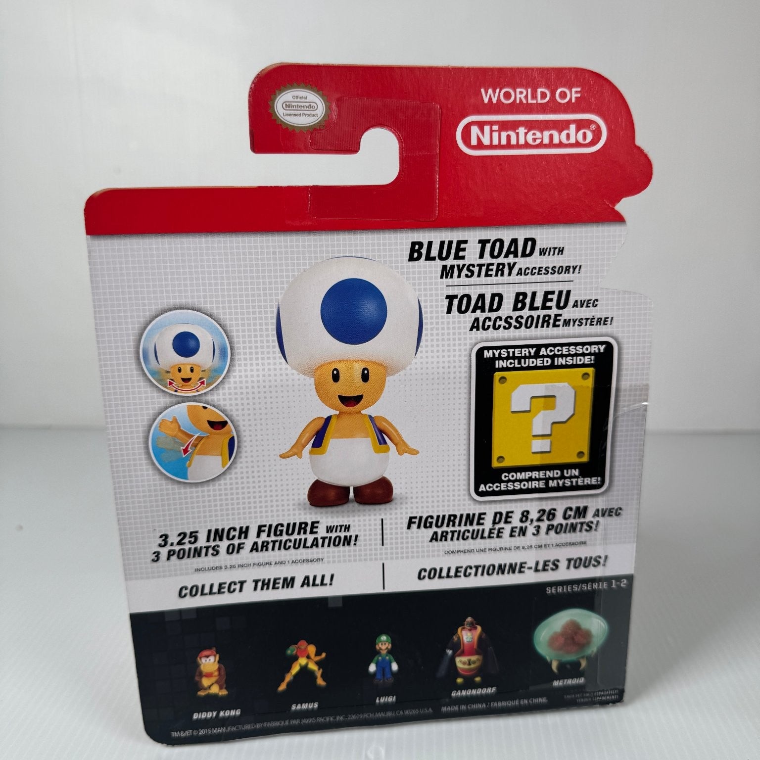 World of Nintendo Blue Toad Super Mario Bros. Series 1-2 Jakks Pacific 4”