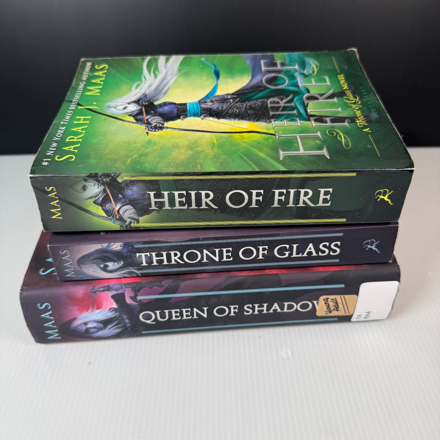 Sarah J Maas Lot of 3 Books Heir of Fire Throne of Glass Queen of Shadows