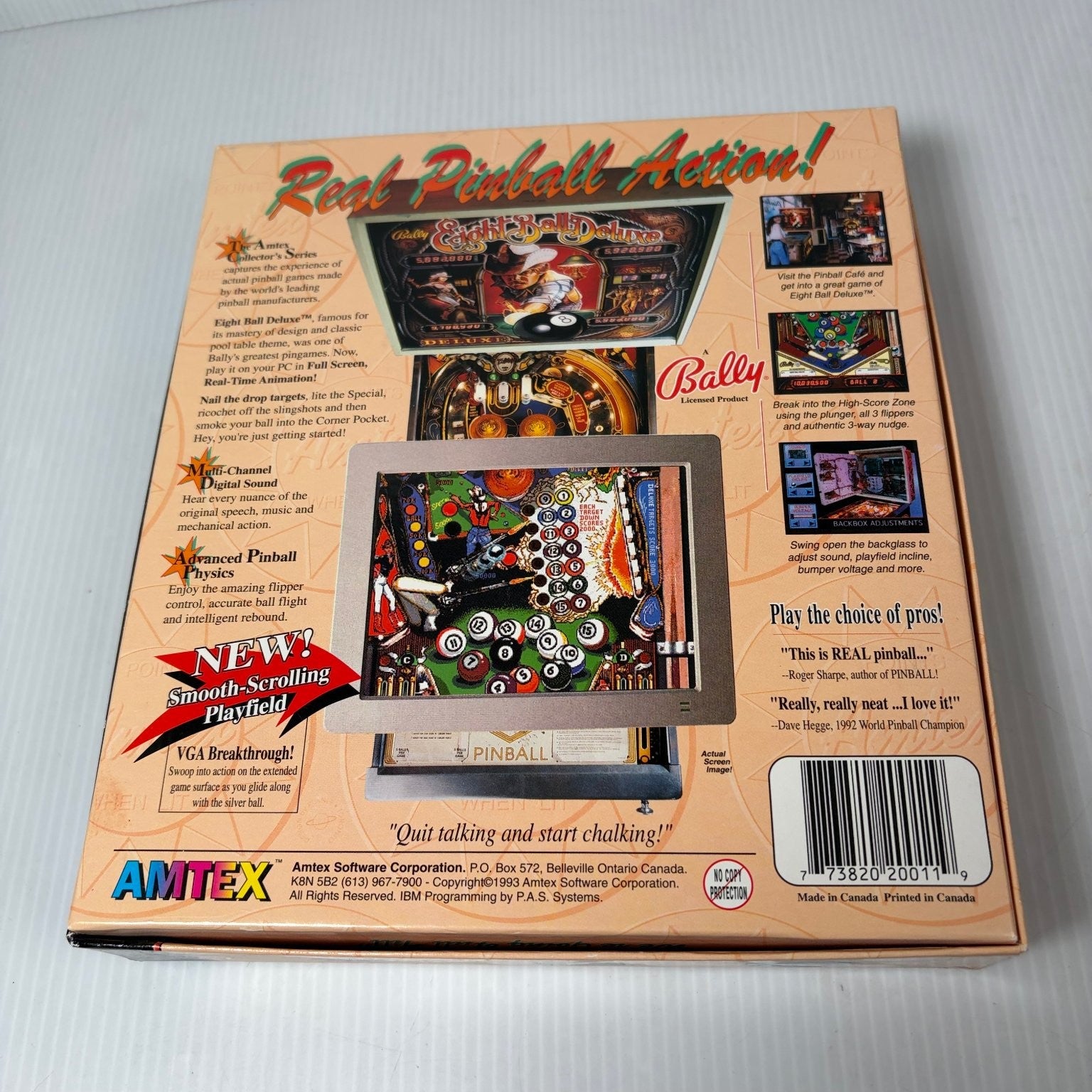 Eight Ball Deluxe Pinball IBM PC Video Game Amtex Bally Classic Complete