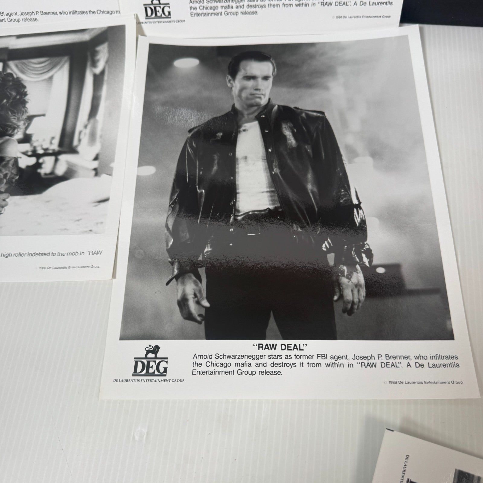 Vintage Lot of 5 Raw Deal Movie Stills 8x10 Arnold Schwarzenegger 1986