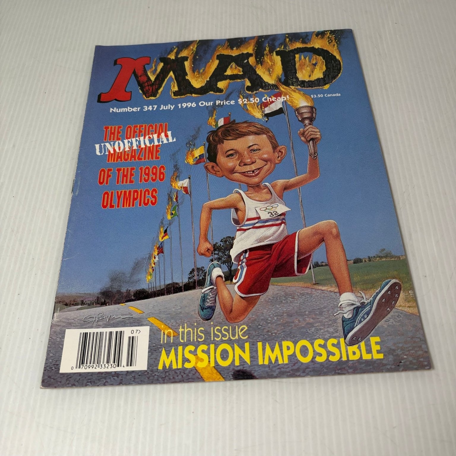 MAD July 1996 Alfred E. Neuman Olympics Mission Impossible Magazine Humor