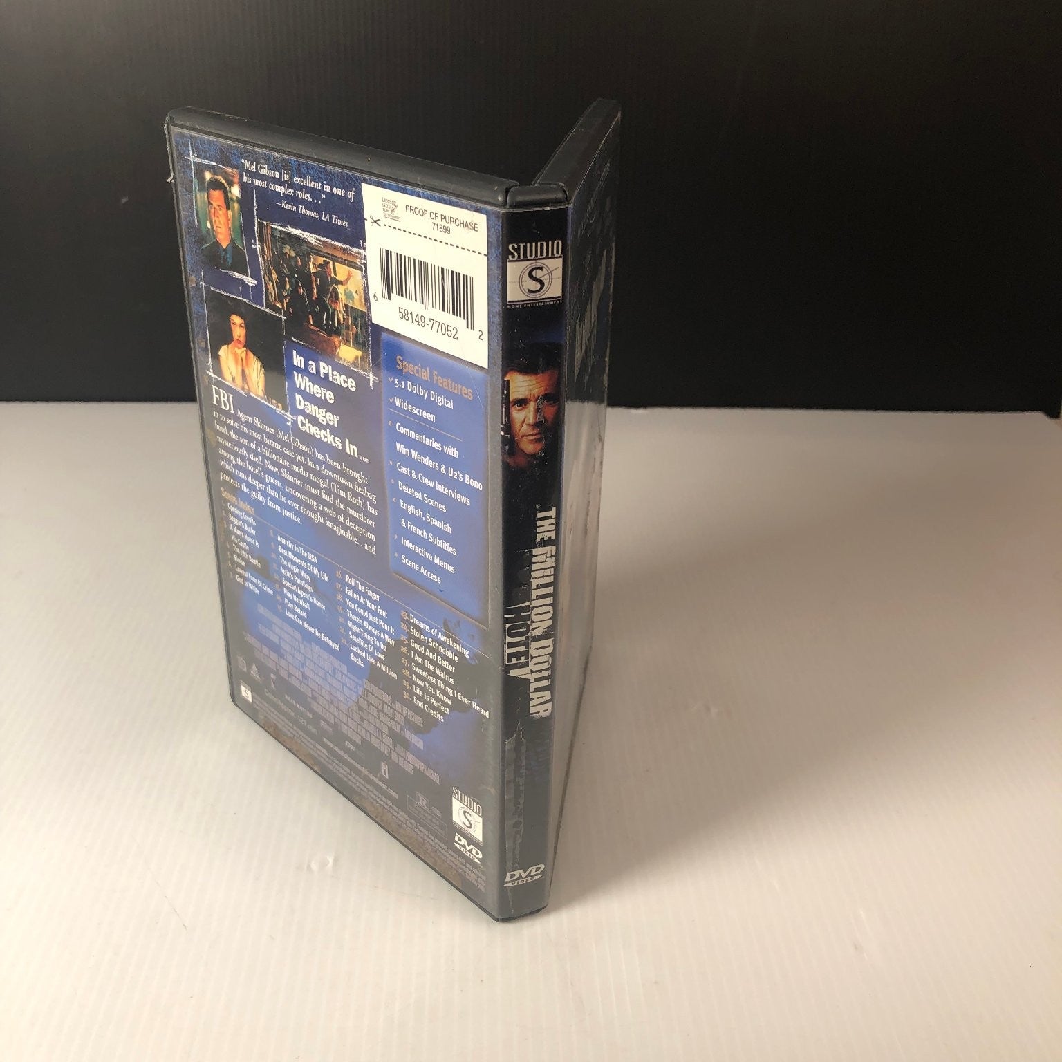The Million Dollar Hotel DVD 2000 Millennium Series Mel Gibson Wim Wenders