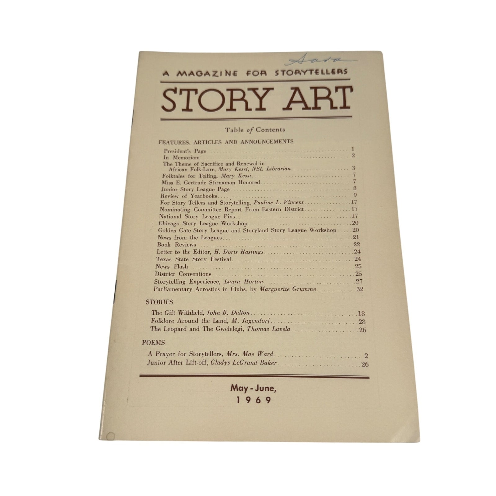 Story Art Magazines Mixed Lot (1963-1969) National Story League w/ Index