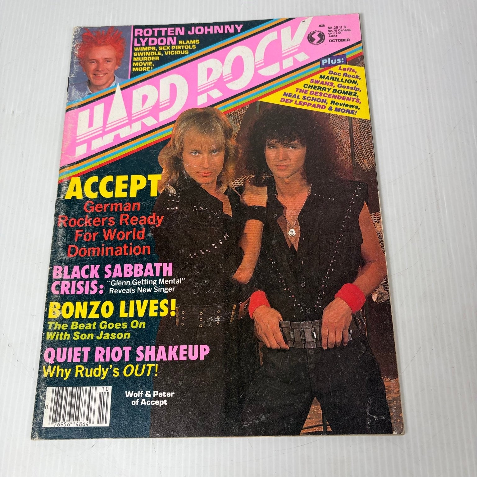 Hard Rock Magazine October 1986 Accept Johnny Lydon Bon Jovi Heavy Metal