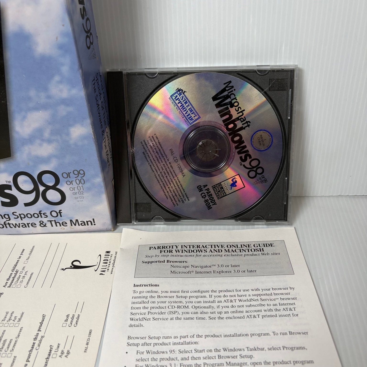 Microshaft Winblows 98 Big Box PC Parody CD-ROM Mac Video Game Retro Complete