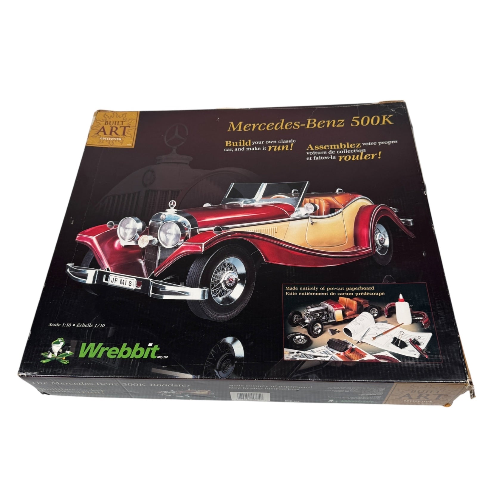 Wrebbit Mercedes-Benz 500K Roadster 3D Puzzle 1:18 Scale Paperboard Kit Open Box