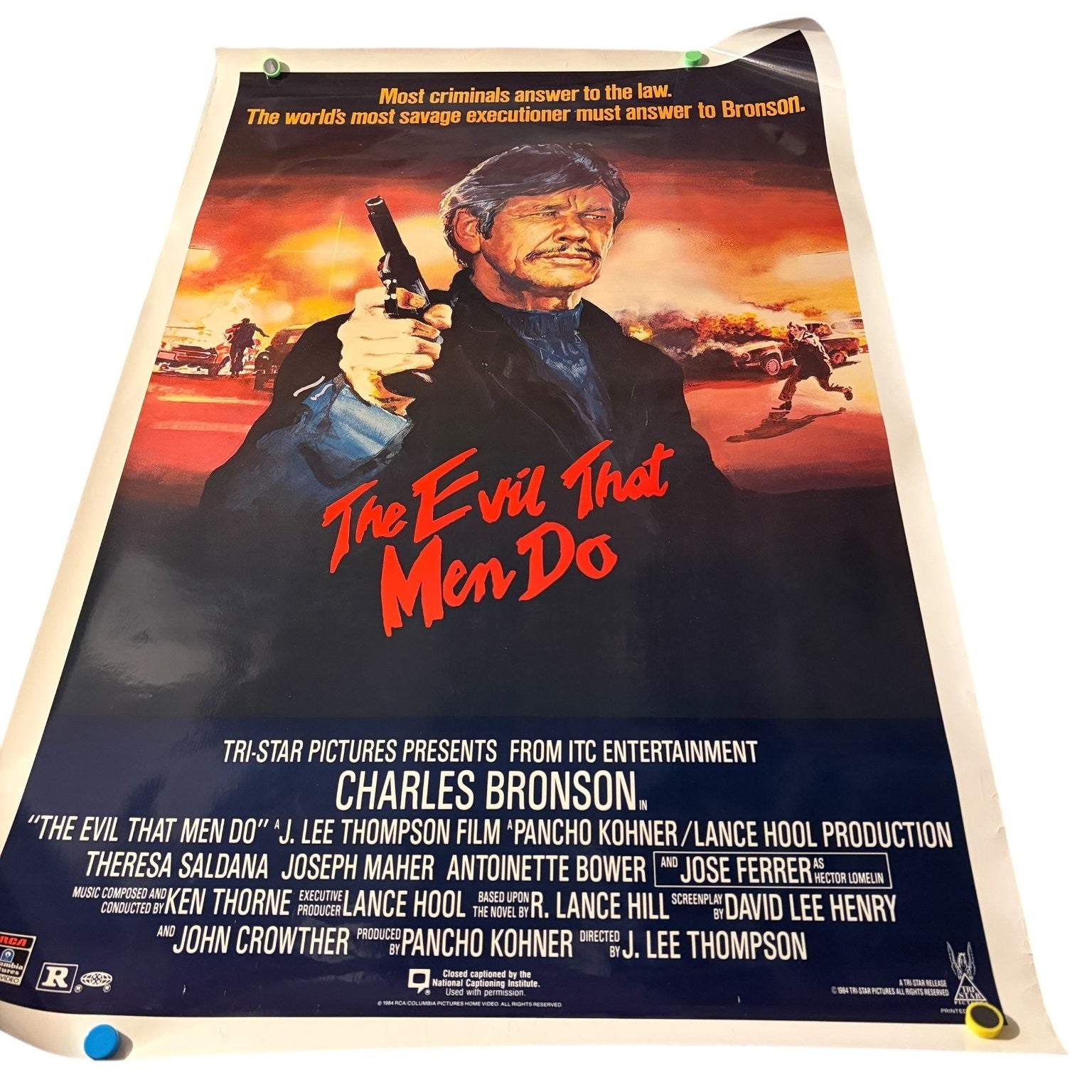 Vintage The Evil That Men Do 1984 One-Sheet Movie Poster Charles Bronson 27"x41"