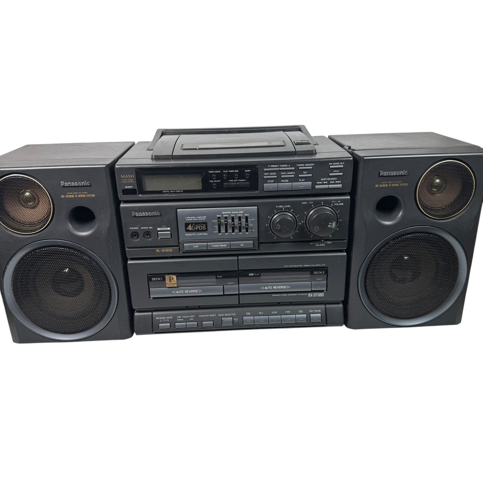 Vintage Panasonic RX-DT680 Stereo System S-XBS Bi-Wiring Dual Cassette CD (READ)