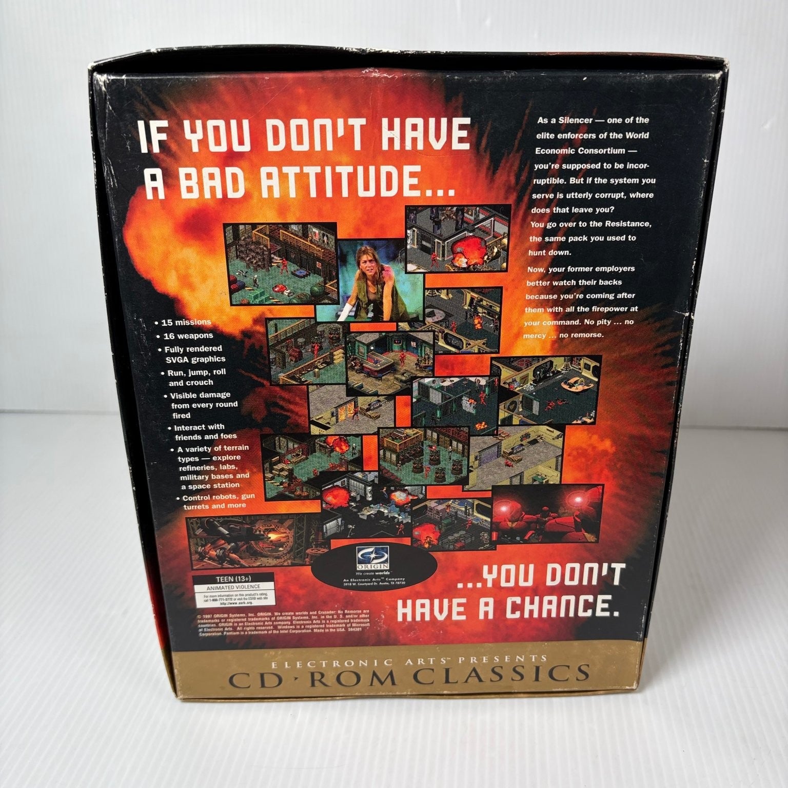 Crusader No Remorse CD-ROM Classics PC Big Box Action Shooter Video Game