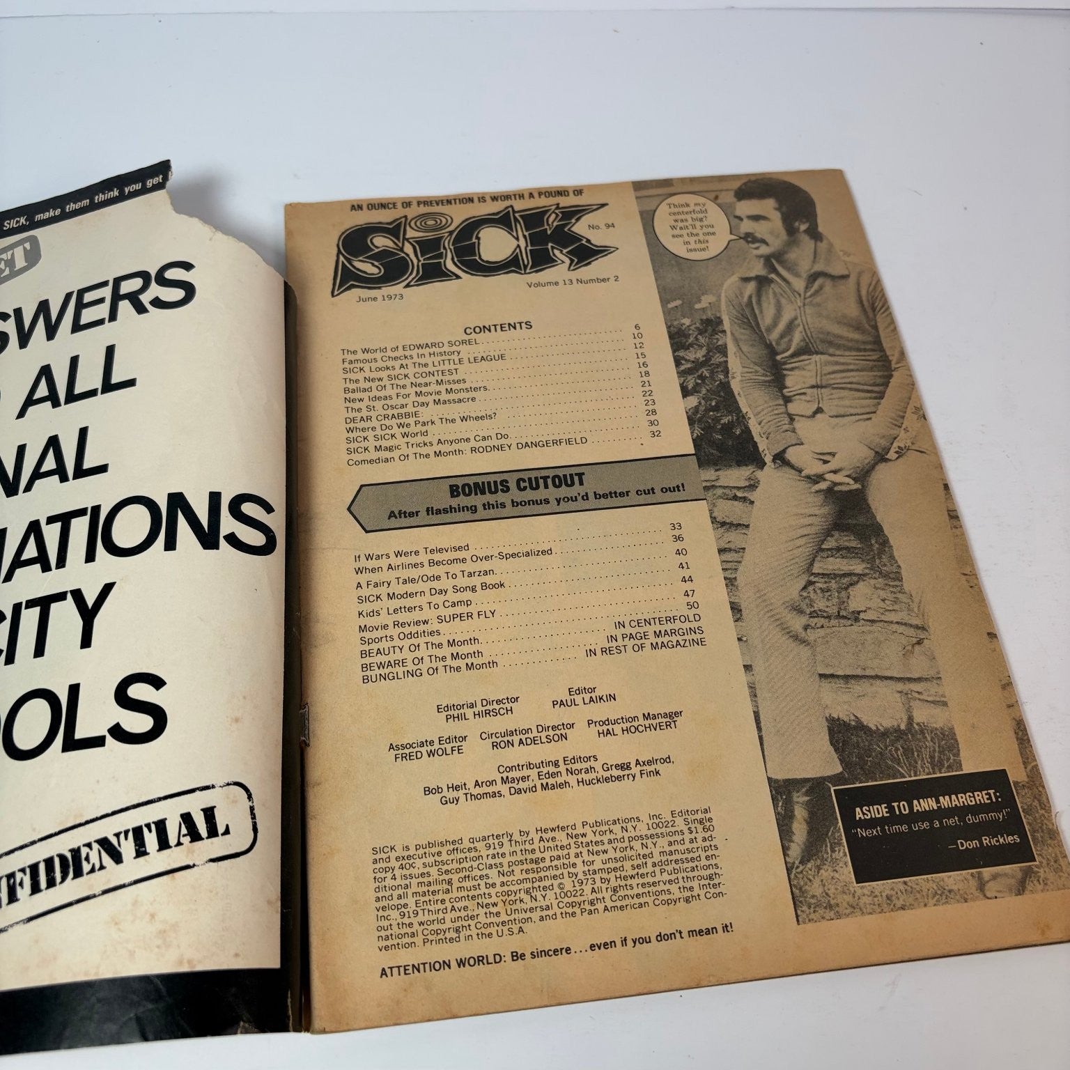 Sick Magazine June 1973 The Clodfather Bridget Loves Bernie Satire Humor