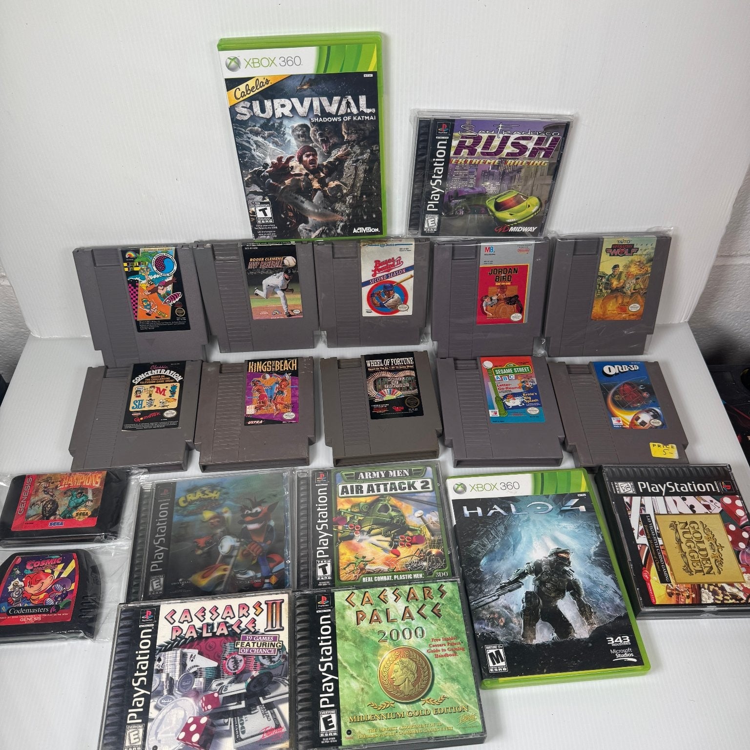 Mixed Lot of 20 Retro Games NES, PS1, Genesis & More Crash Bandicoot 3, Rush