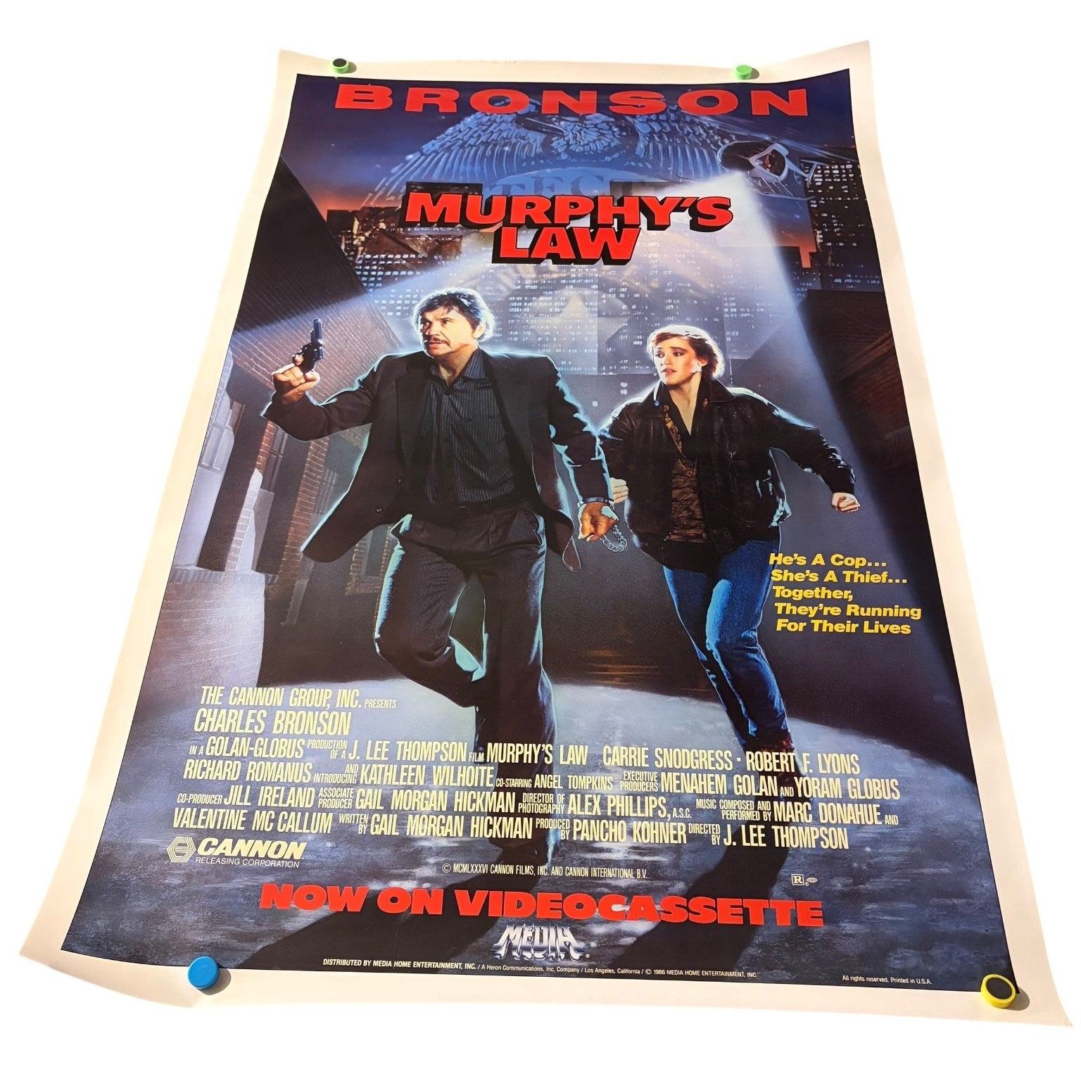 Vintage Murphy's Law 1986 One-Sheet Movie Poster Charles Bronson Action 27"x40"