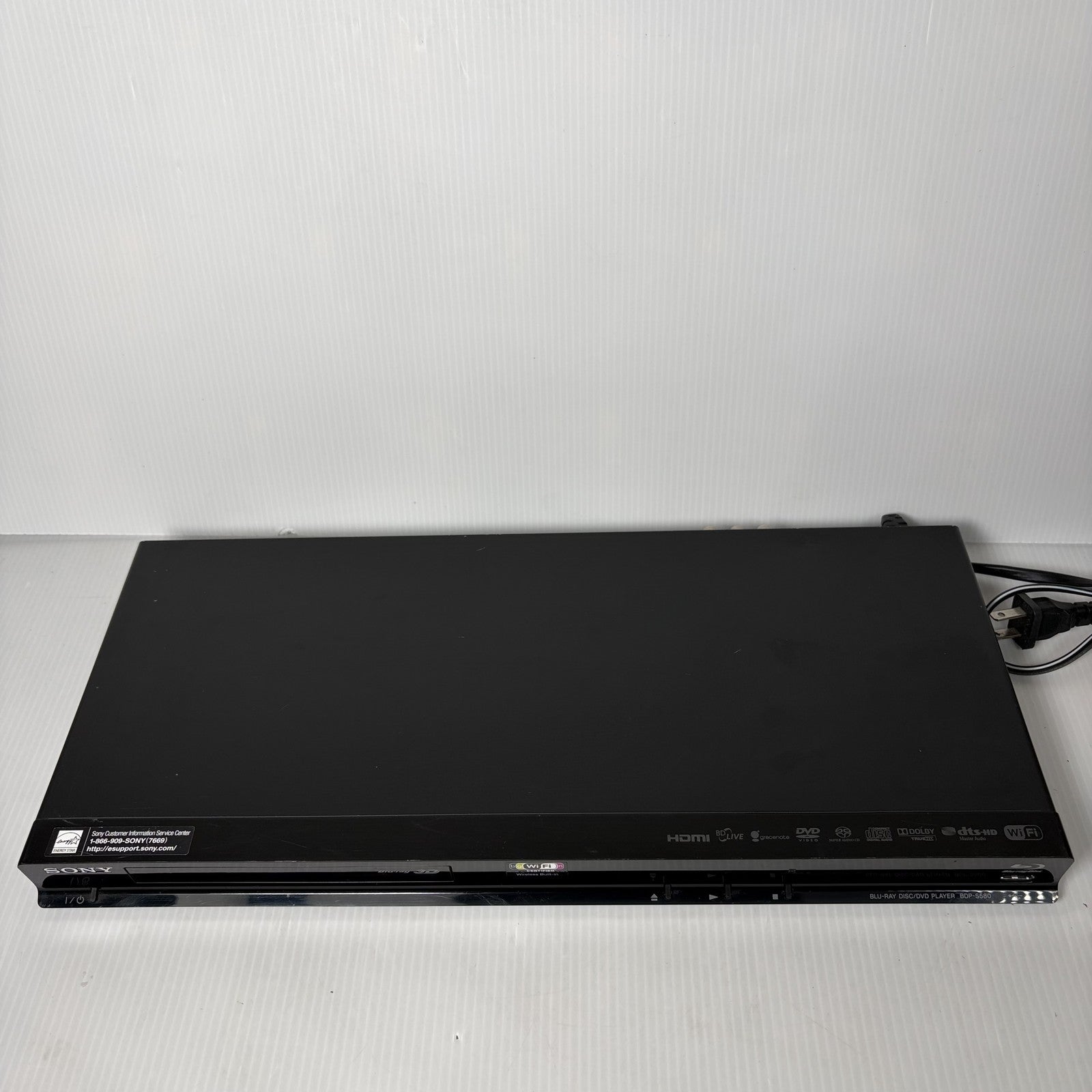 Sony BDP-S580 Blu-ray Disc DVD Player 3D Wi-Fi HDMI USB BD-Live Black