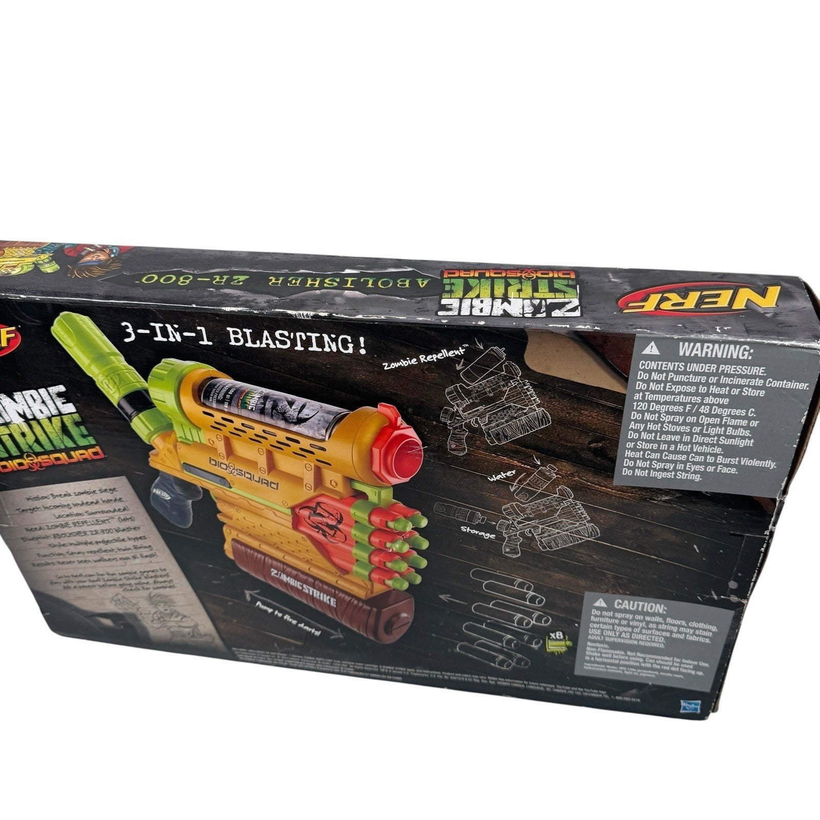 NERF Zombie Strike Bio Squad Abolisher ZR800 3 In 1 Zombie Repellent Blaster OOP