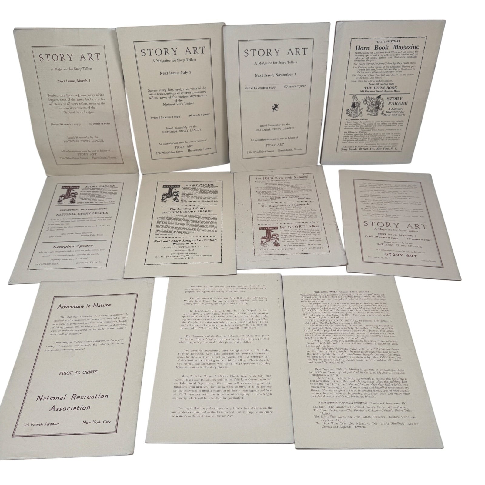 Story Art Magazine Mixed Lot (1937-1939) National Story League Altoona Pre-war