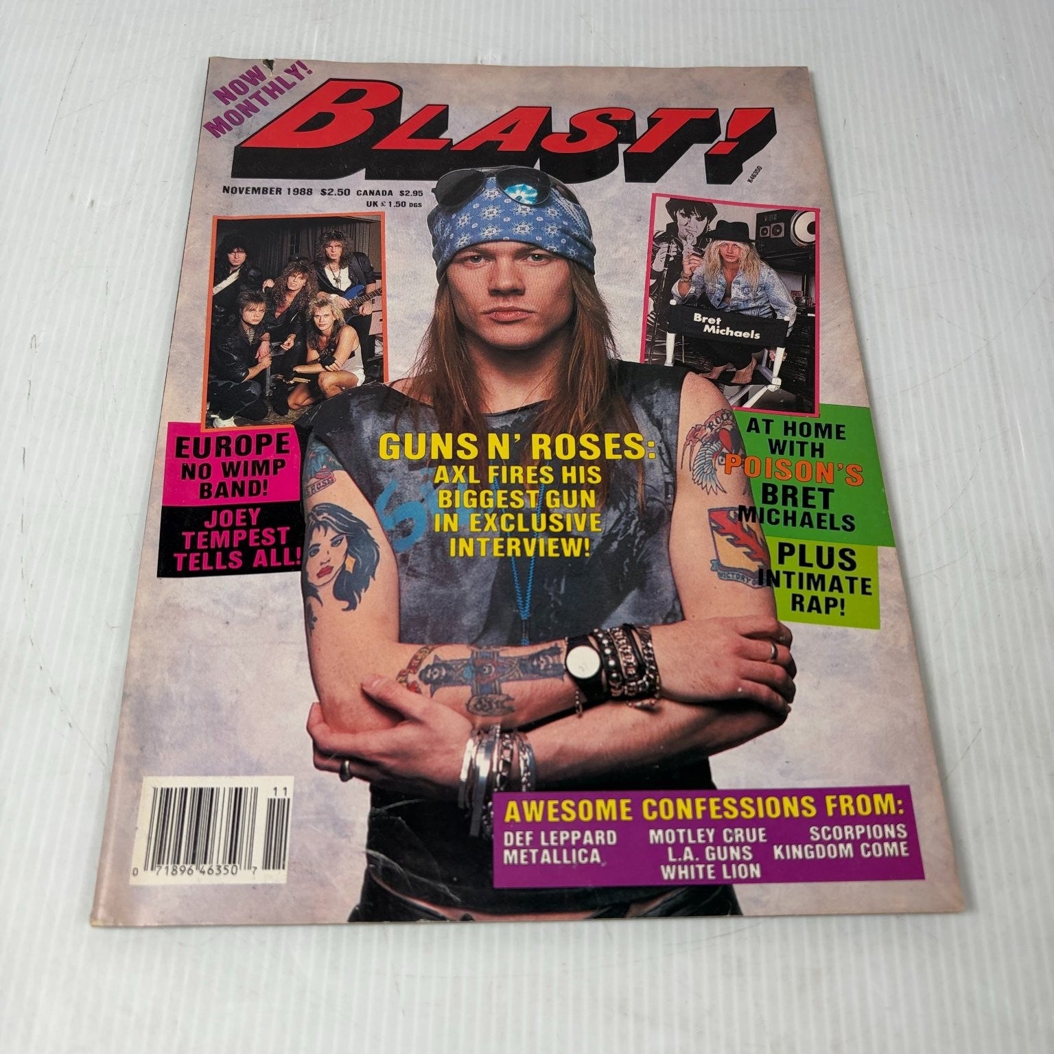 BLAST! November 1988 Axl Rose Guns N' Roses Magazine Music Metal