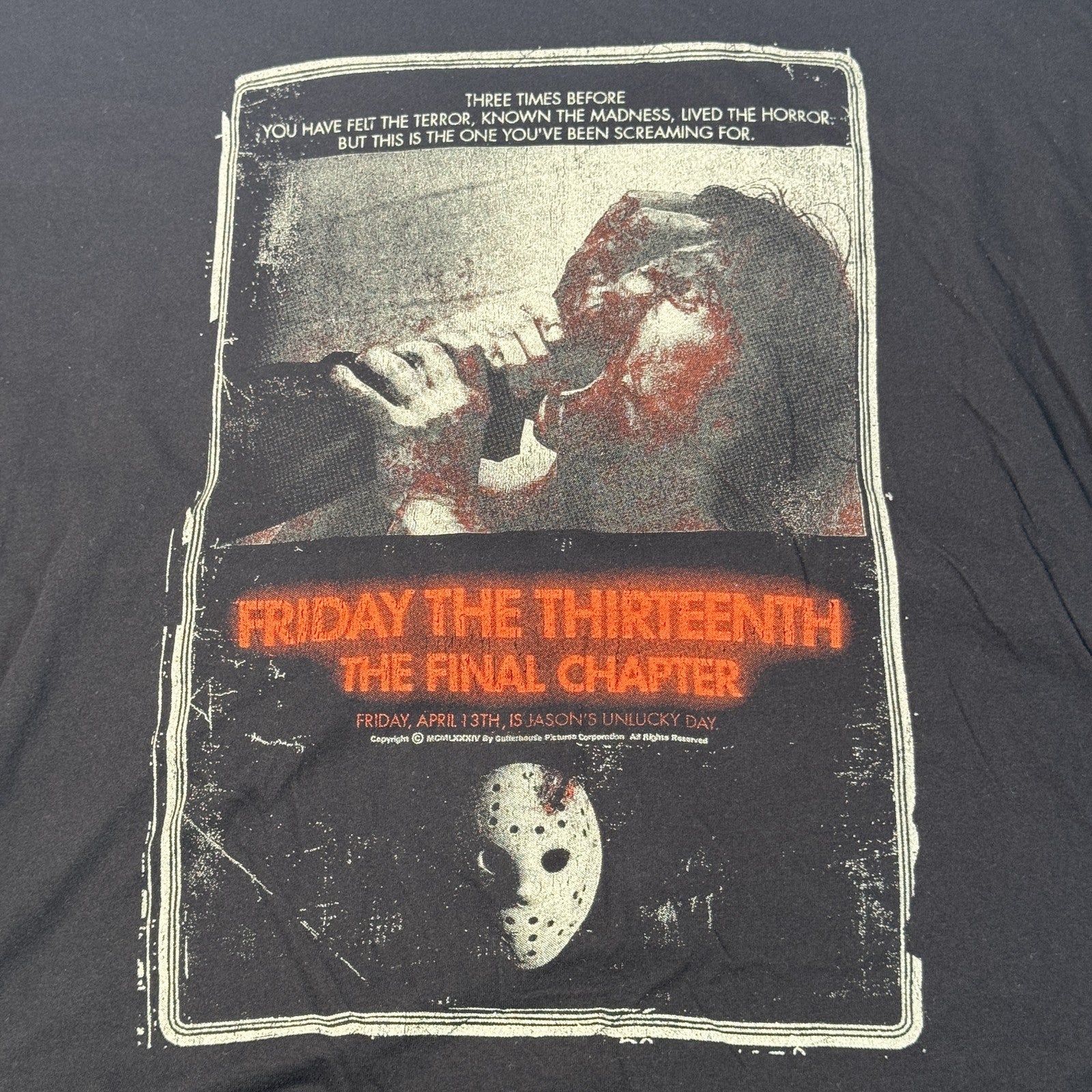 Friday The 13th Shirt Mens 3XL Black Horror Movie Tee Gutter Garbs Jason Mask