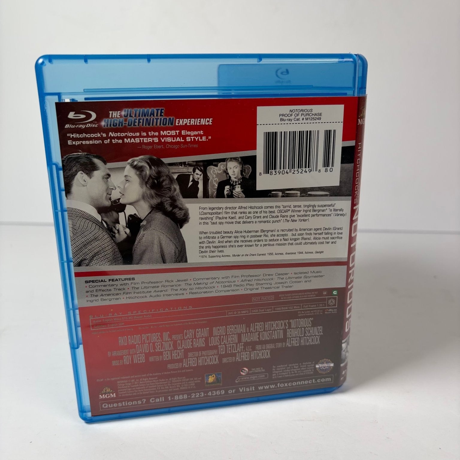 Notorious 2008 Blu-ray Alfred Hitchcock, Cary Grant, Ingrid Bergman Film