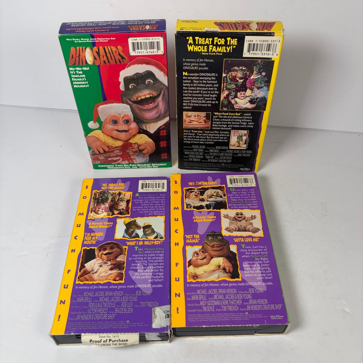 Dinosaurs VHS Lot of 4 Tapes 1991 Kids Comedy Jim Henson Buena Vista Home Video