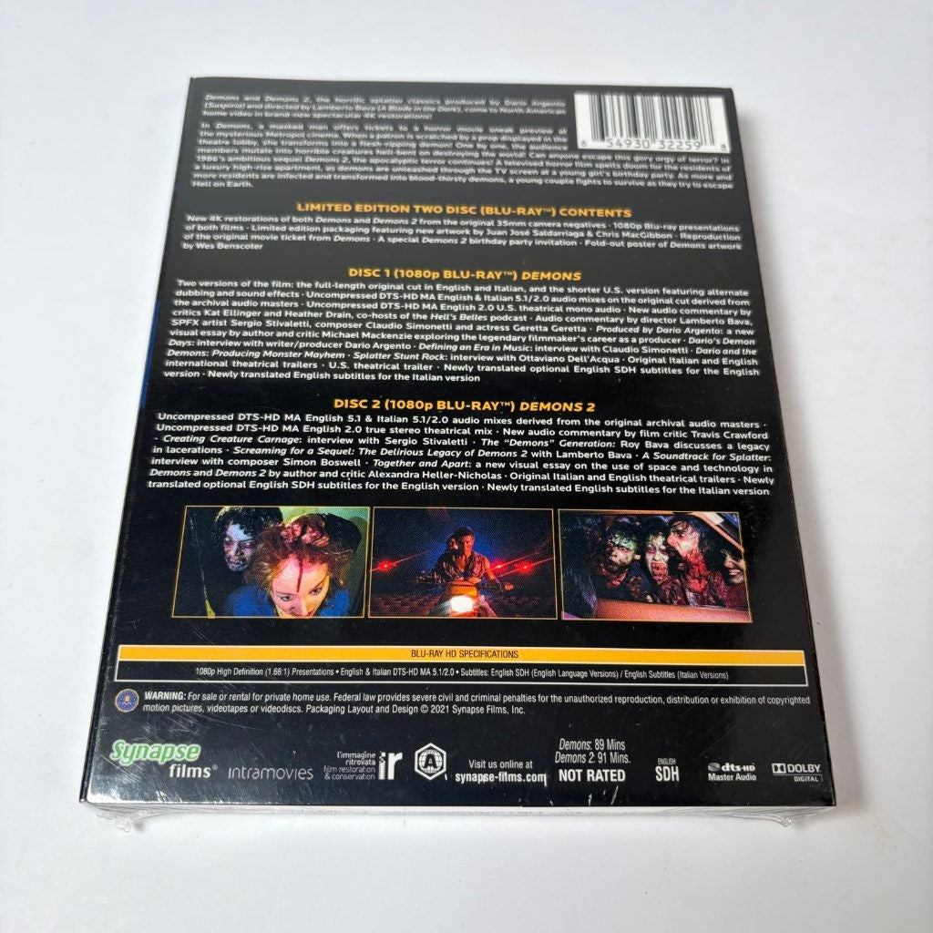 Demons 1 & 2 Special Limited Edition Blu-ray Synapse Films 2-Disc Dario Argento