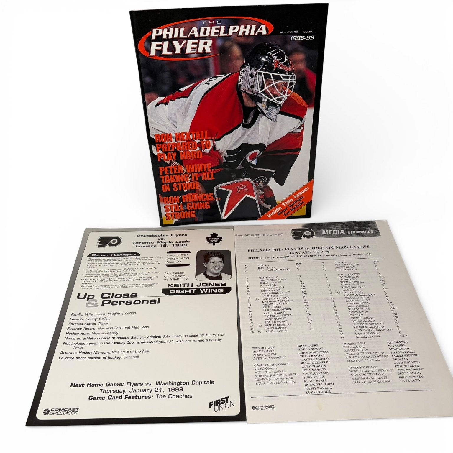 The Philadelphia Flyer Magazine 1998-99 Vol 15 Issue 6 w/ Game Program 1/16/1999