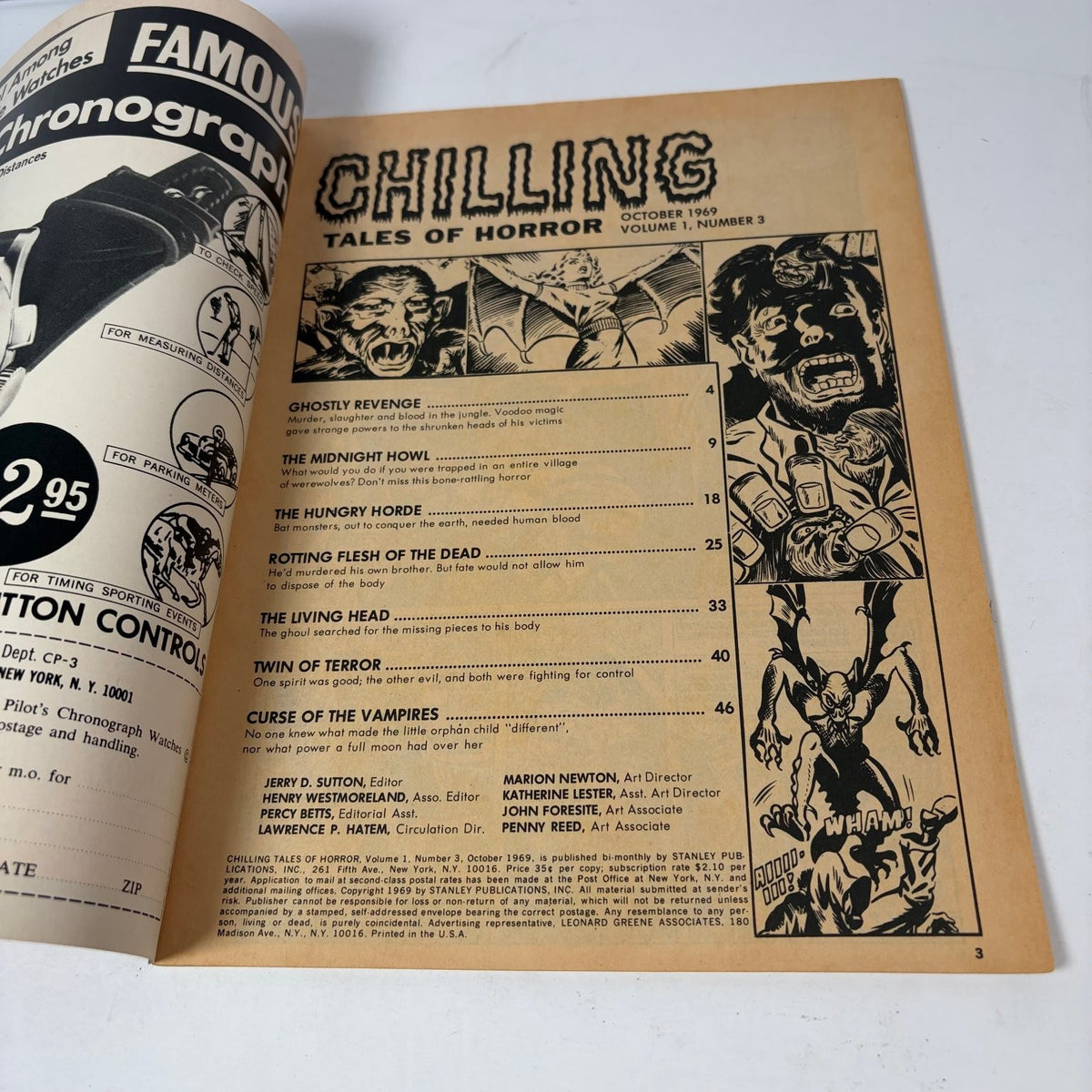 Chilling Tales of Horror Magazine October 1969 Ghostly Revenge Monster