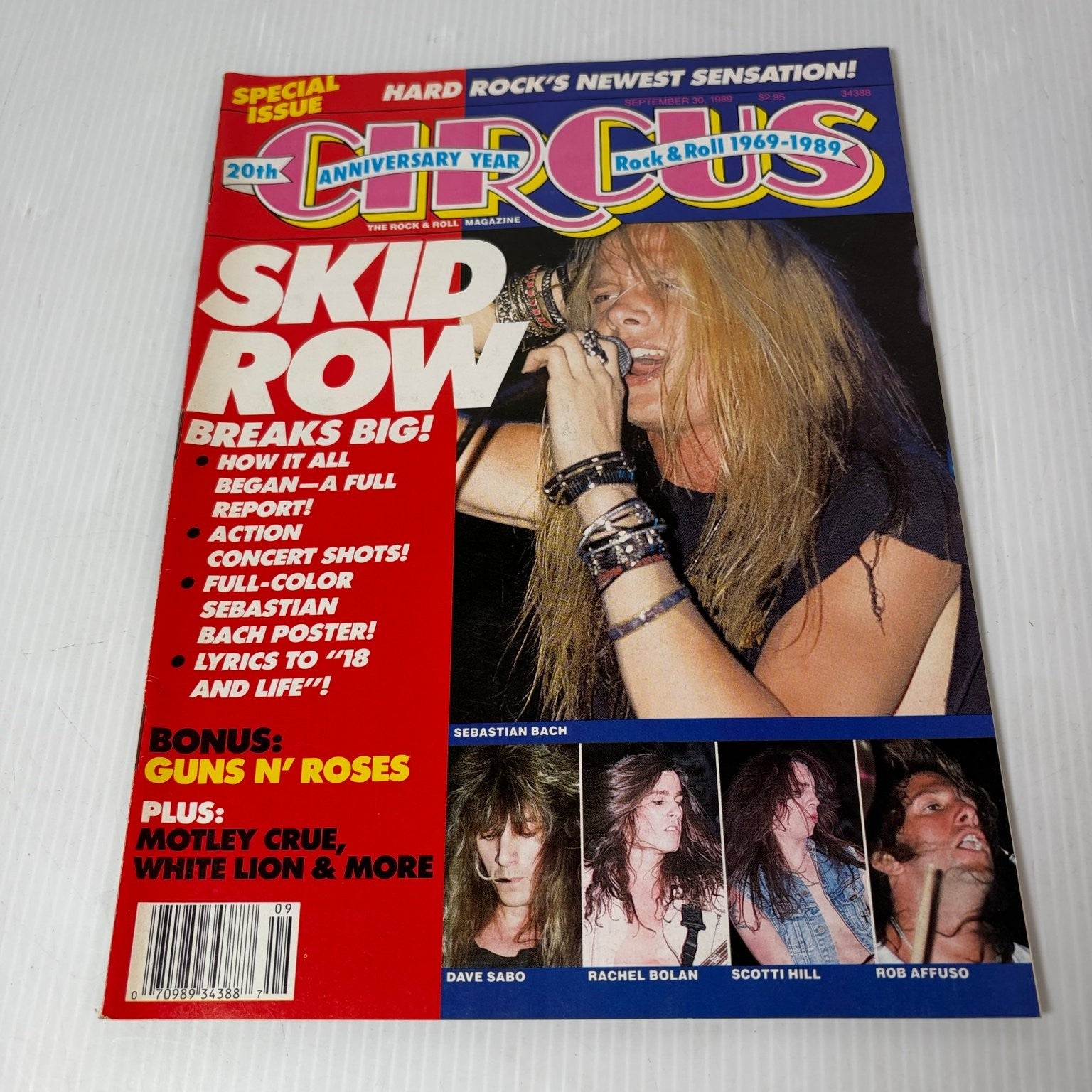 Circus September 30 1989 Skid Row Sebastian Bach Heavy Metal Magazine Poster