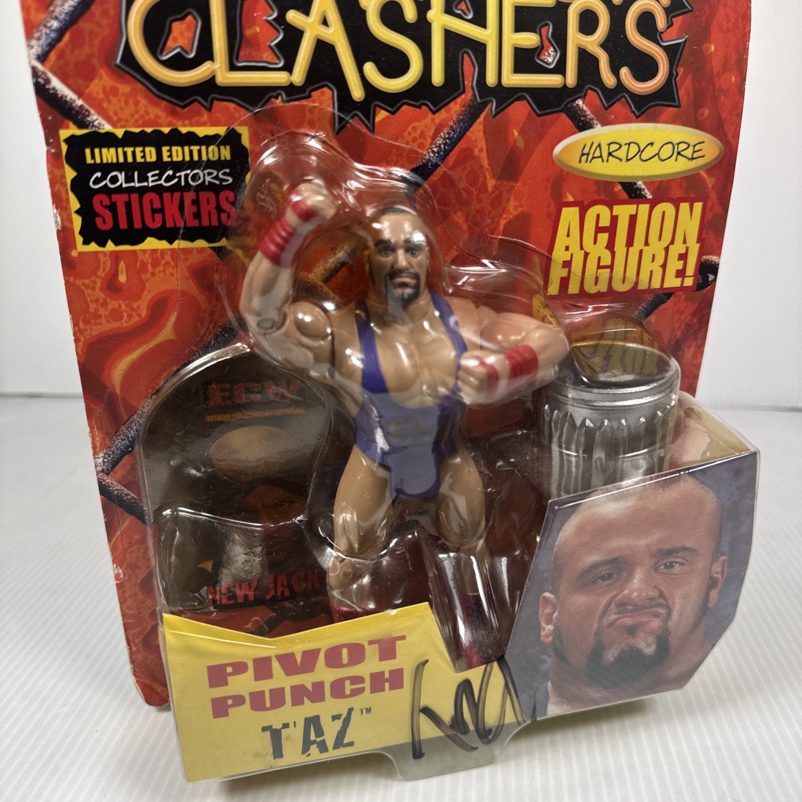 ECW OSFTM Taz Champion Clashers Series 4 (Brand New Sealed) 2000 Signed (No COA)
