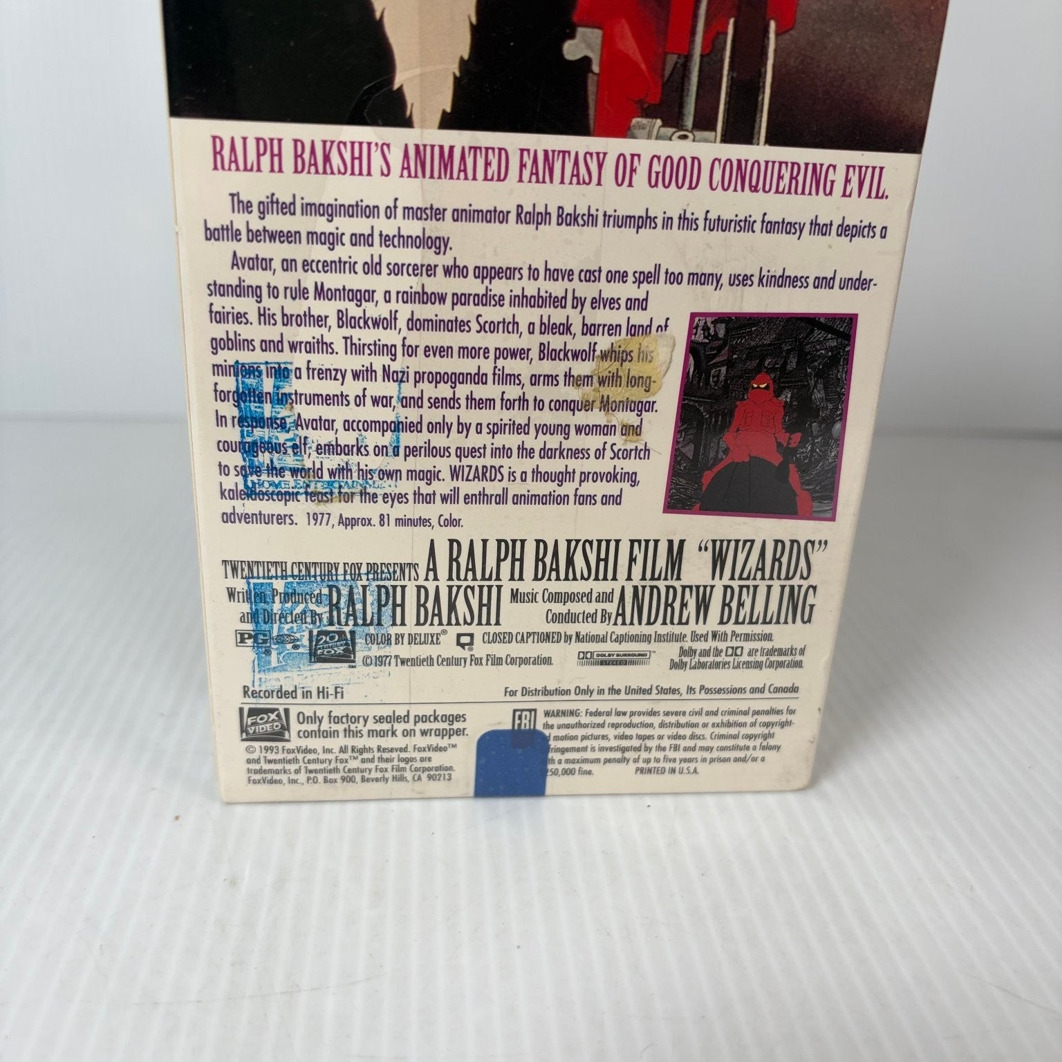 Wizards VHS 1977 Ralph Bakshi Animated Fantasy Sci-Fi Fox Video Sealed