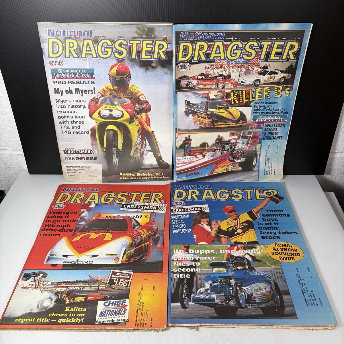 Lot of 9 National Dragster Magazine September - November 1995 NHRA Racing
