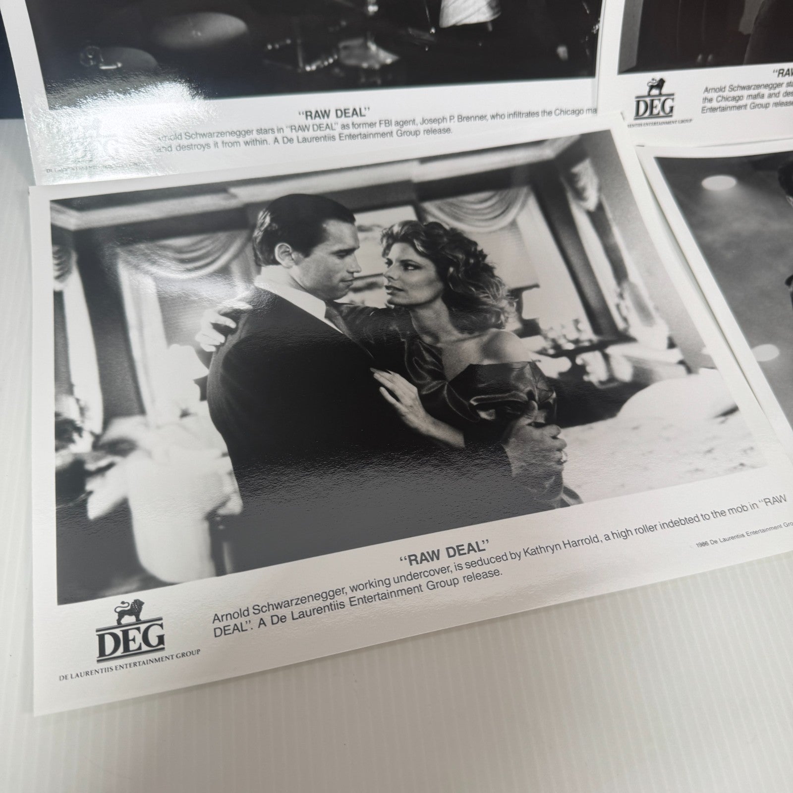 Vintage Lot of 5 Raw Deal Movie Stills 8x10 Arnold Schwarzenegger 1986