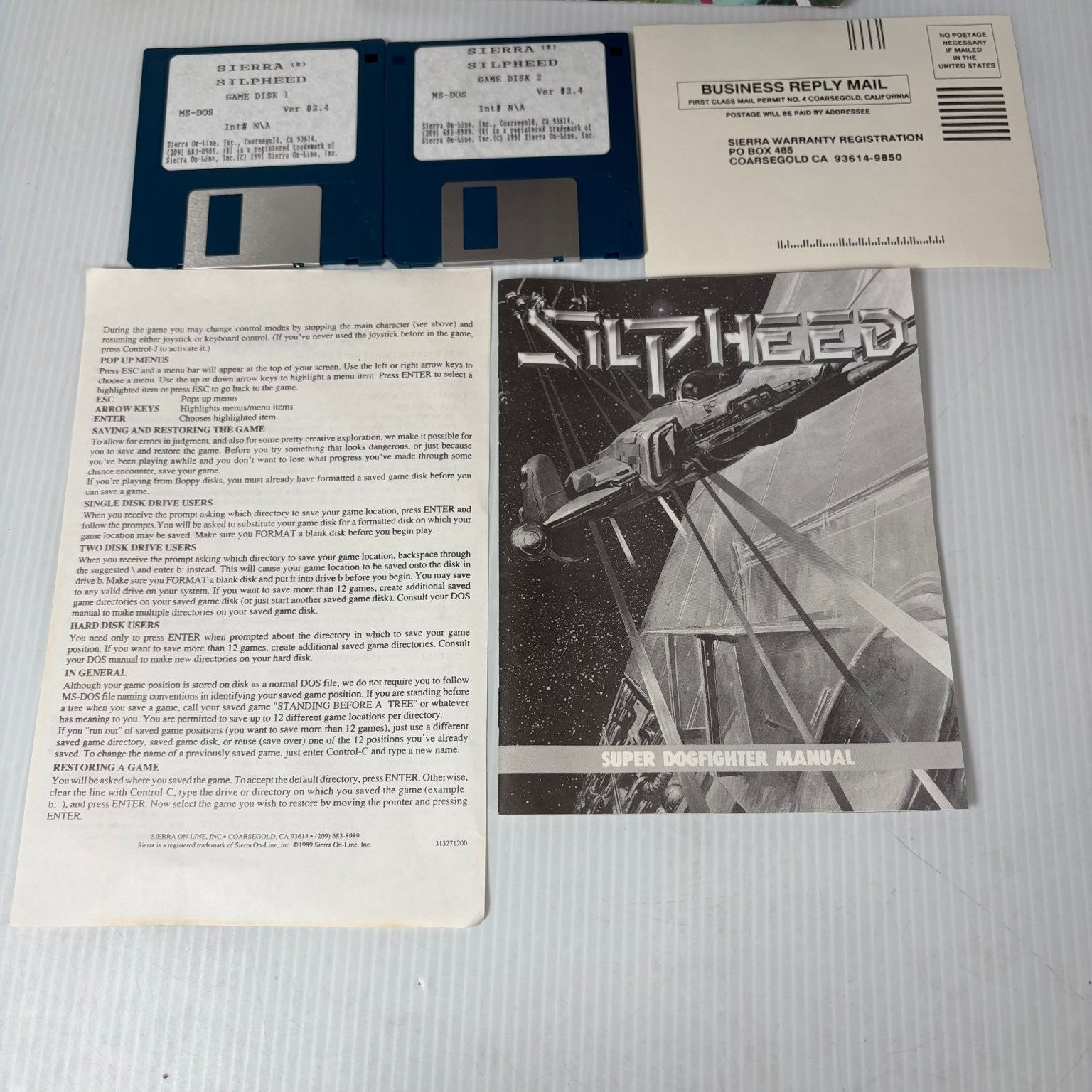 Silpheed MS-DOS PC Big Box Video Game 3.5" Floppy Disk Space Shooter Complete