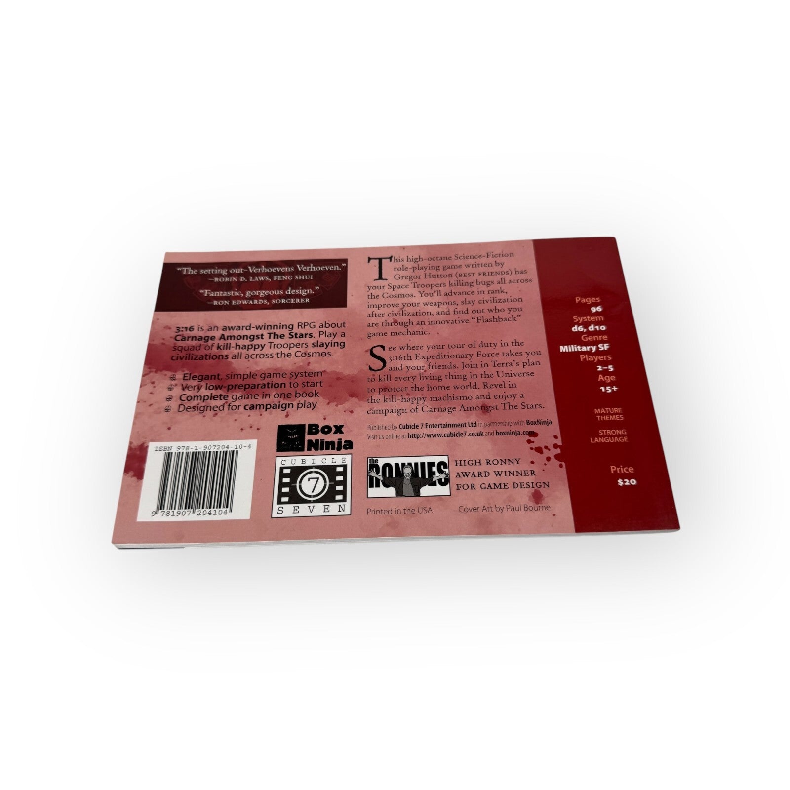 3:16 Carnage Amongst the Stars RPG Rulebook Cubicle 7 & Box Ninja Edition