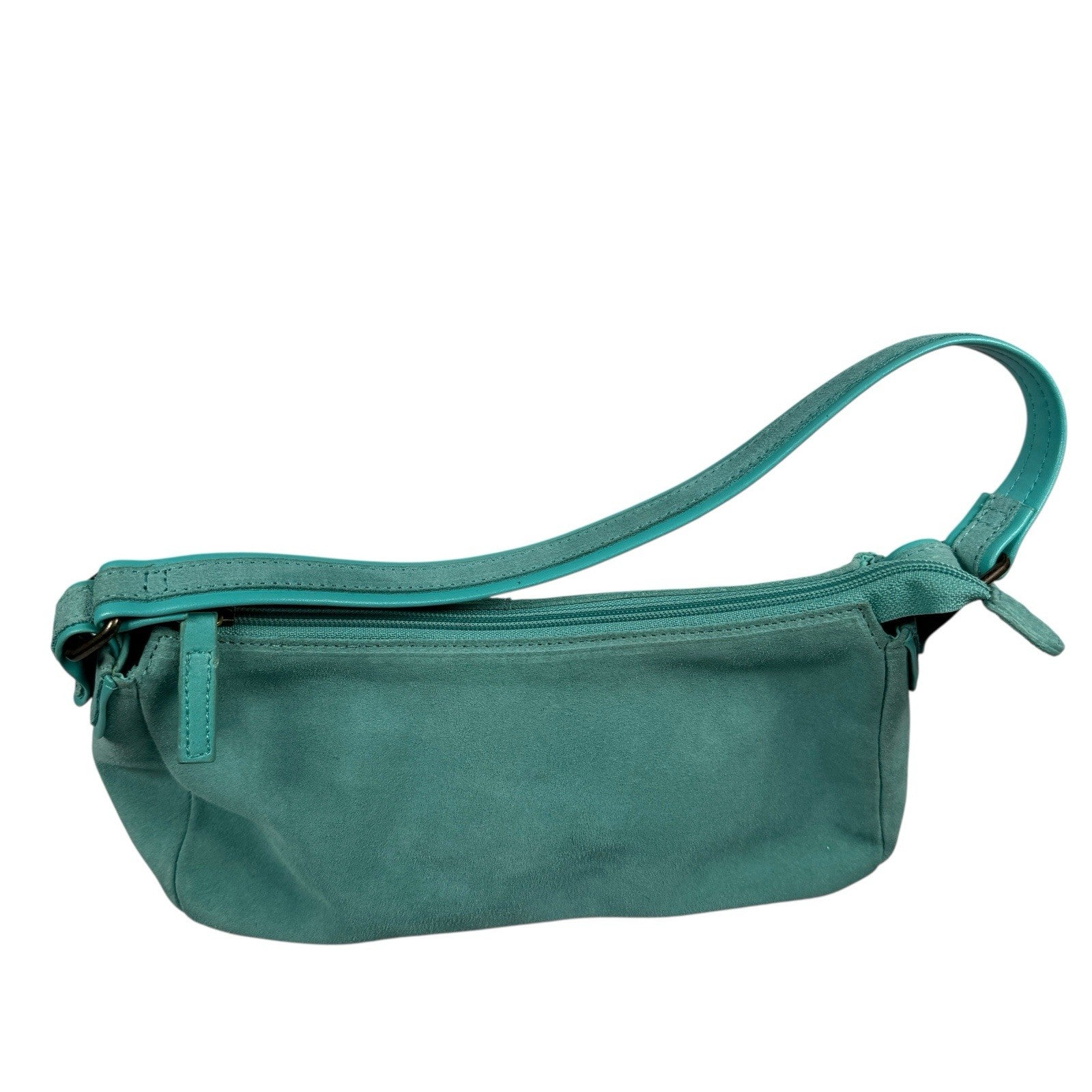 Vintage Gap Shoulder Bag Fall 2005 Aqua Blue Suede with Y2K Sunglasses