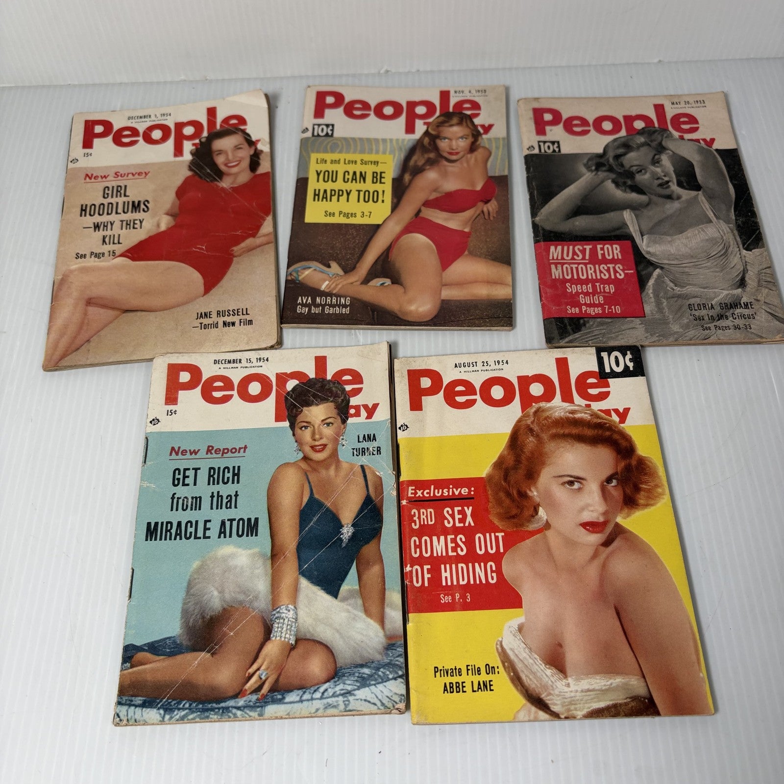 Vintage People Today Magazine Tabloid Lot of 5 1953 - 1954 Mid-Century Pin-Up