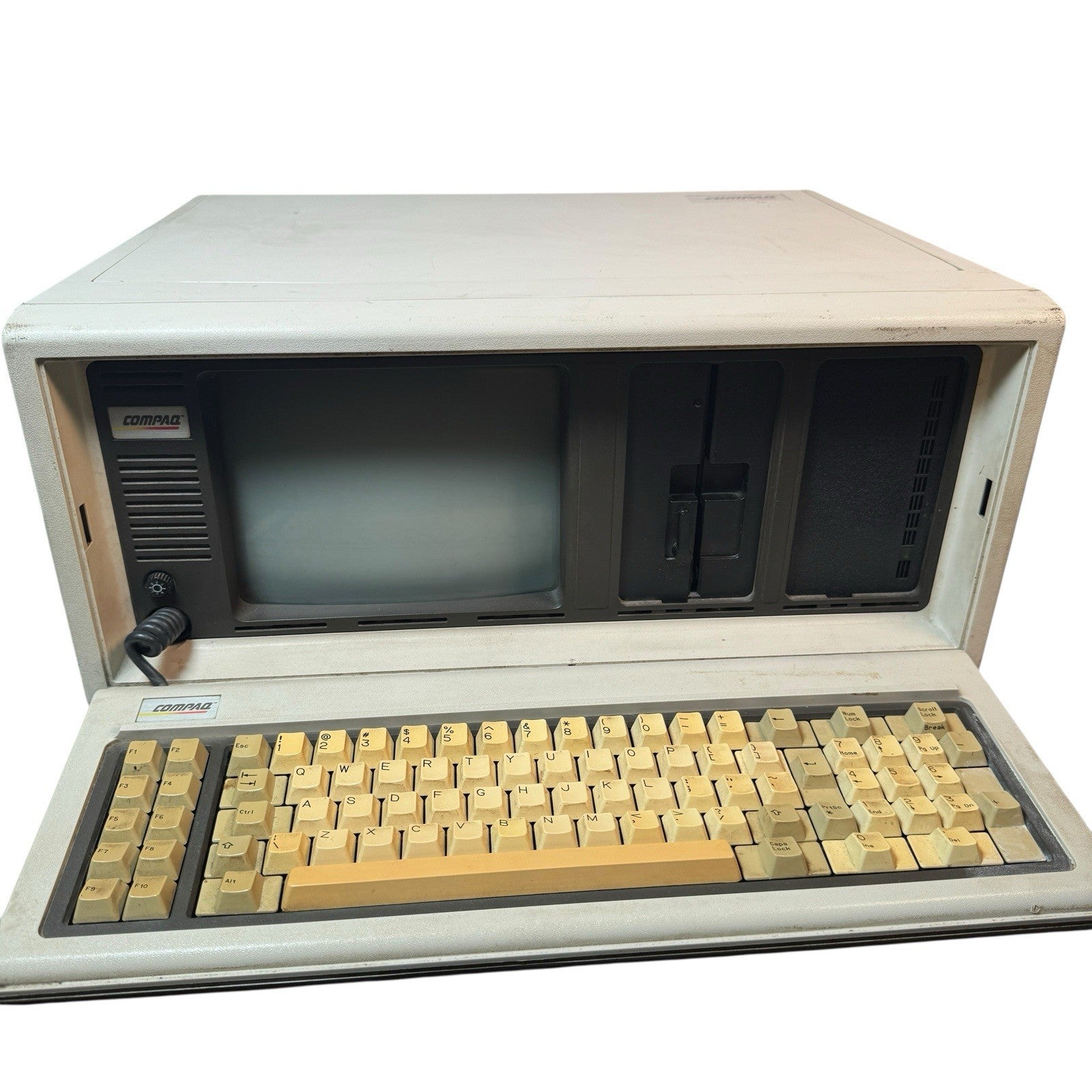 Compaq Portable Model 1 (1983) IBM PC Compatible w/ Manual & Disks AS IS