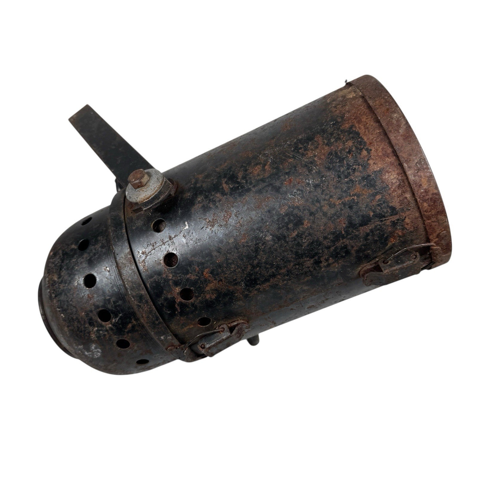 Vintage Stage Light Can Heavy Petina With GE Stage Light Bulb AS IS Antique