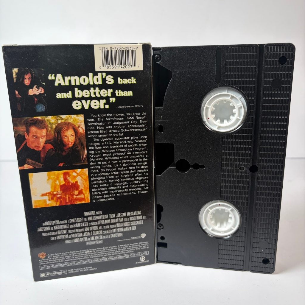Eraser VHS 1996 Arnold Schwarzenegger Warner Bros Action Vanessa Williams James