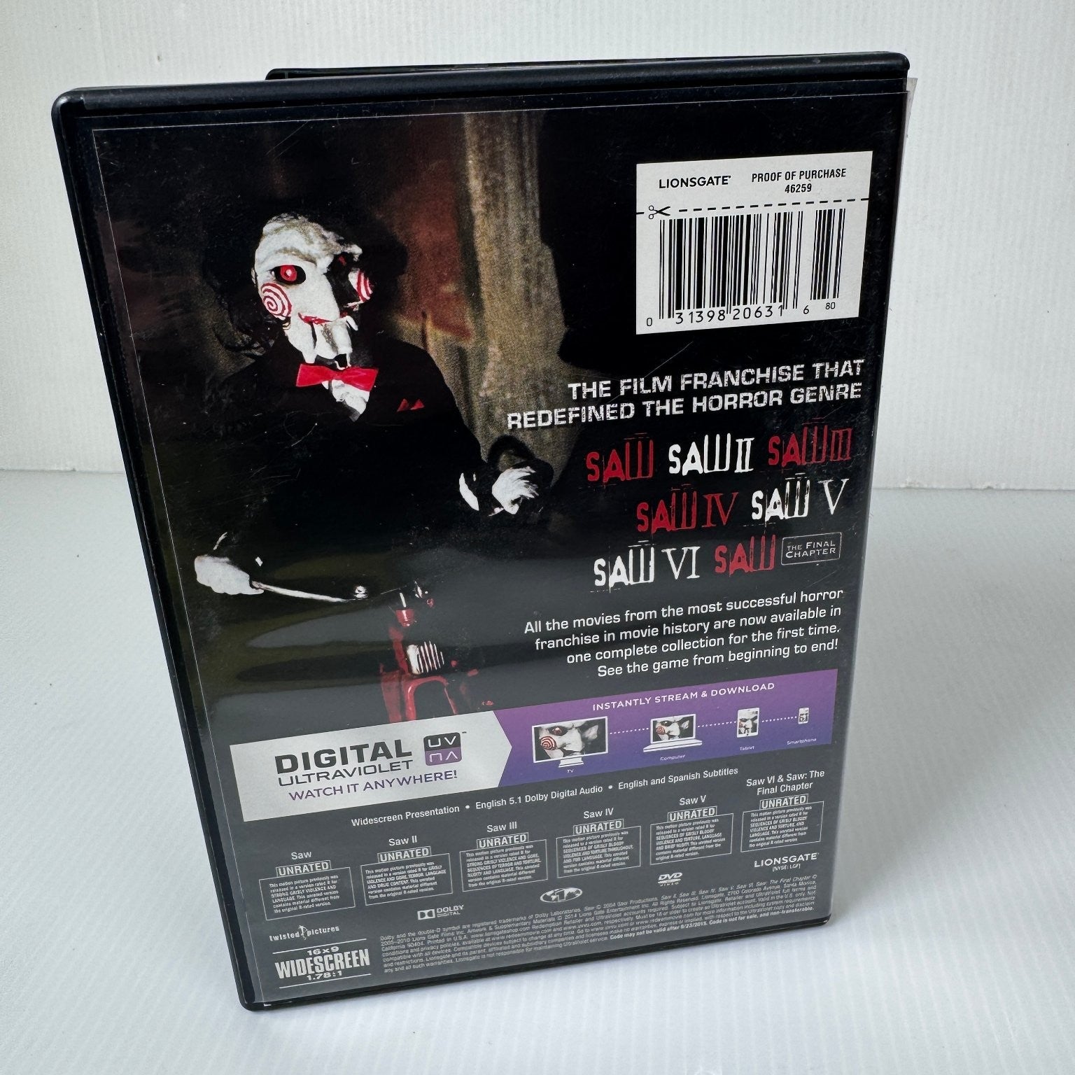 Saw The Complete Movie Collection DVD 2017 Unrated Version Horror Films