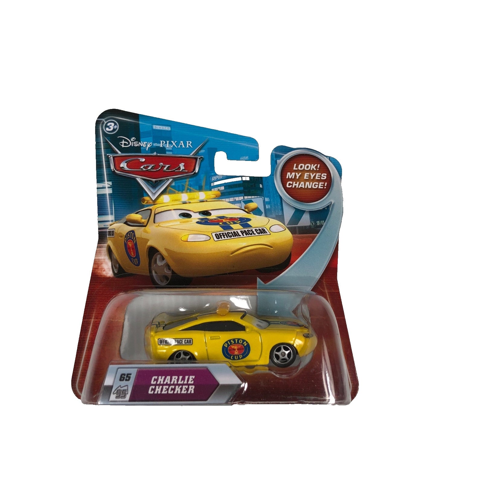 Disney Pixar Cars Charlie Checker Die-Cast Vehicle 65 Look My Eyes Change