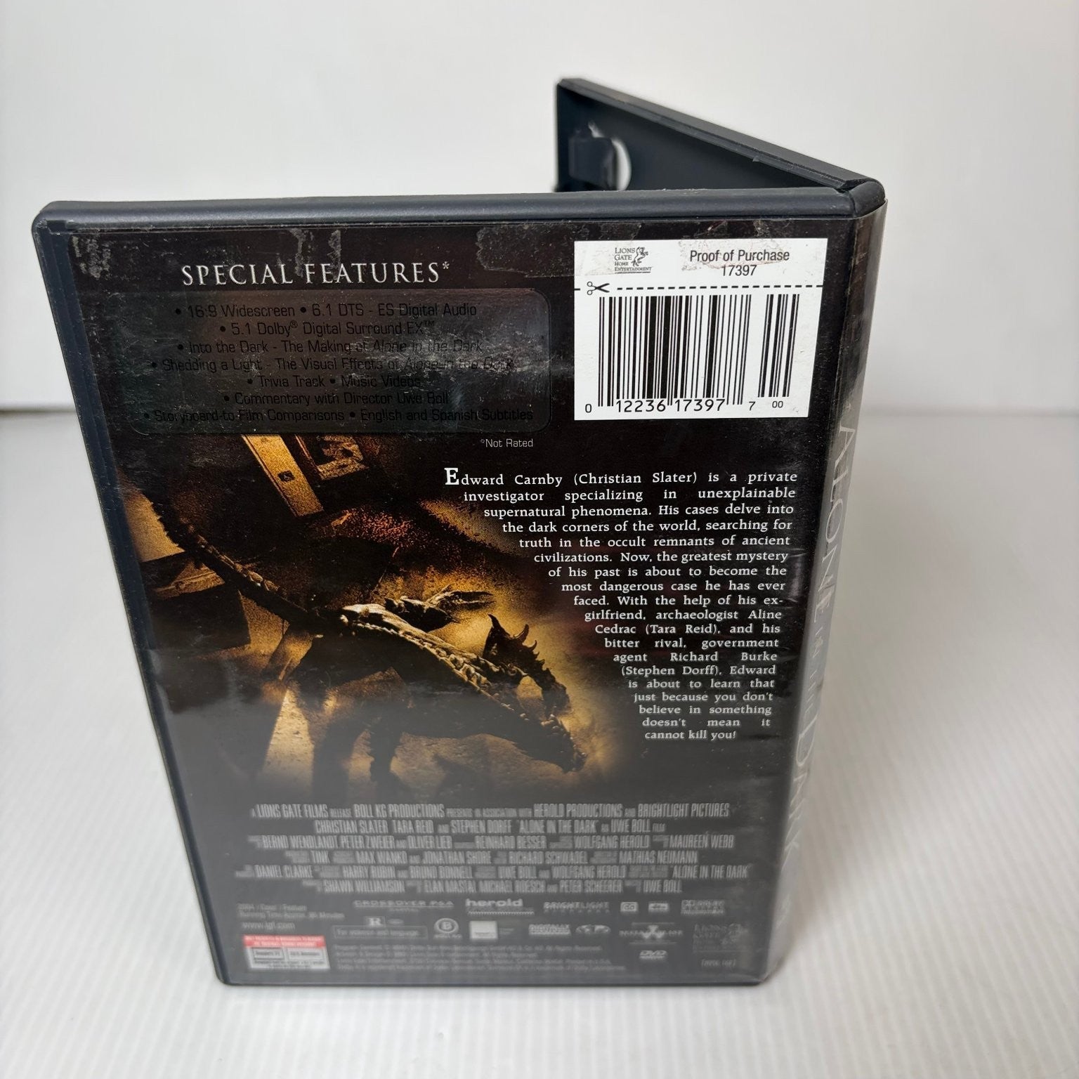 Alone in the Dark DVD 2005 Widescreen Christian Slater Tara Reid Uwe Boll