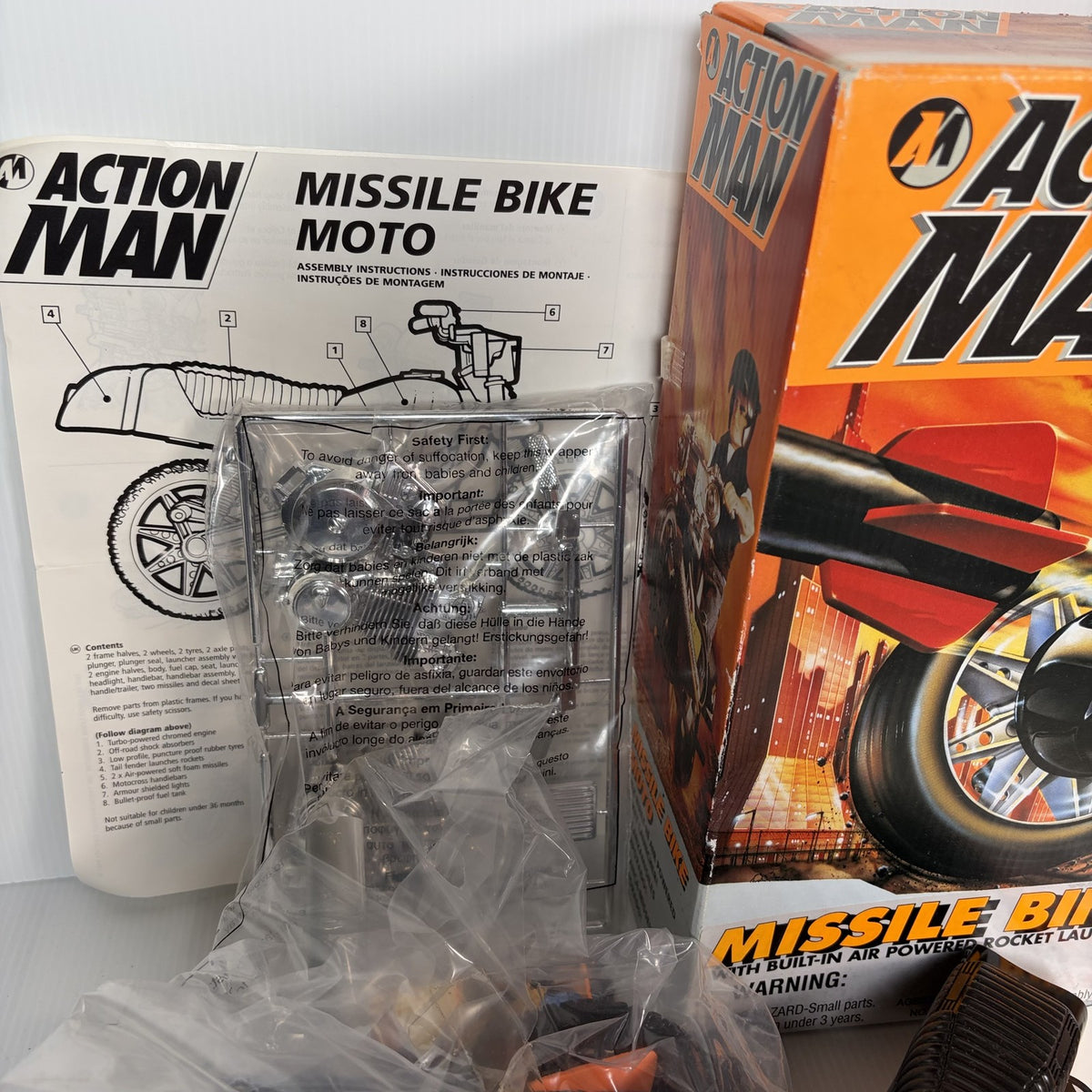 Action Man Missile Bike Moto Vehicle Playset Hasbro 1994 Open Box Sealed Parts
