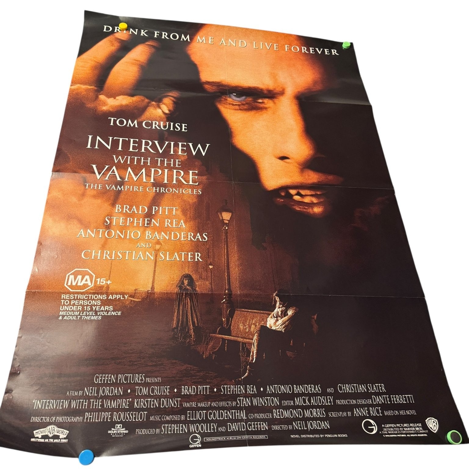 Vintage Interview With The Vampire 1994 One Sheet Movie Poster 27x40 Cruise Pitt
