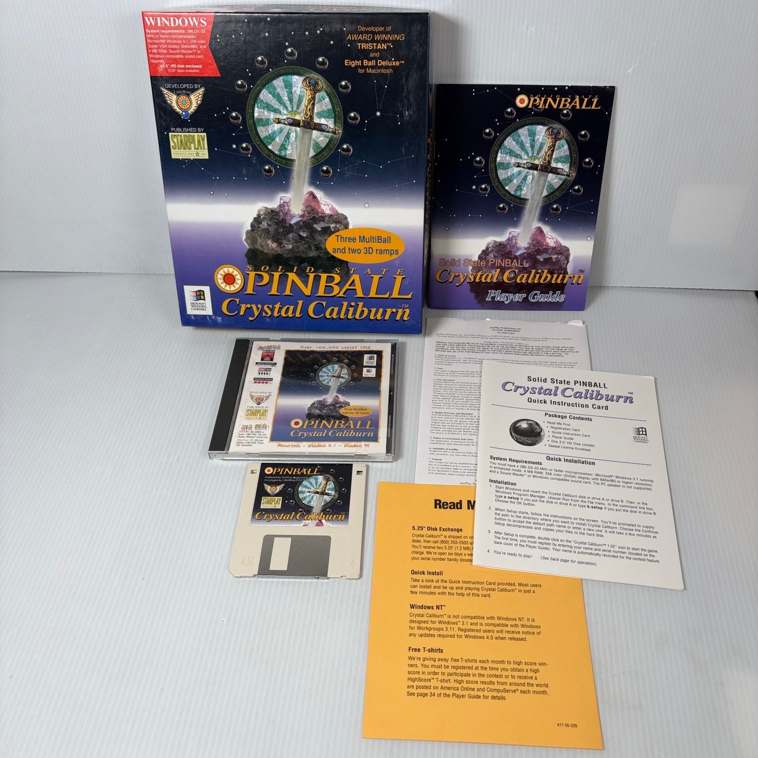 Solid State Pinball Crystal Caliburn Big Box PC CD-ROM Windows Macintosh Game