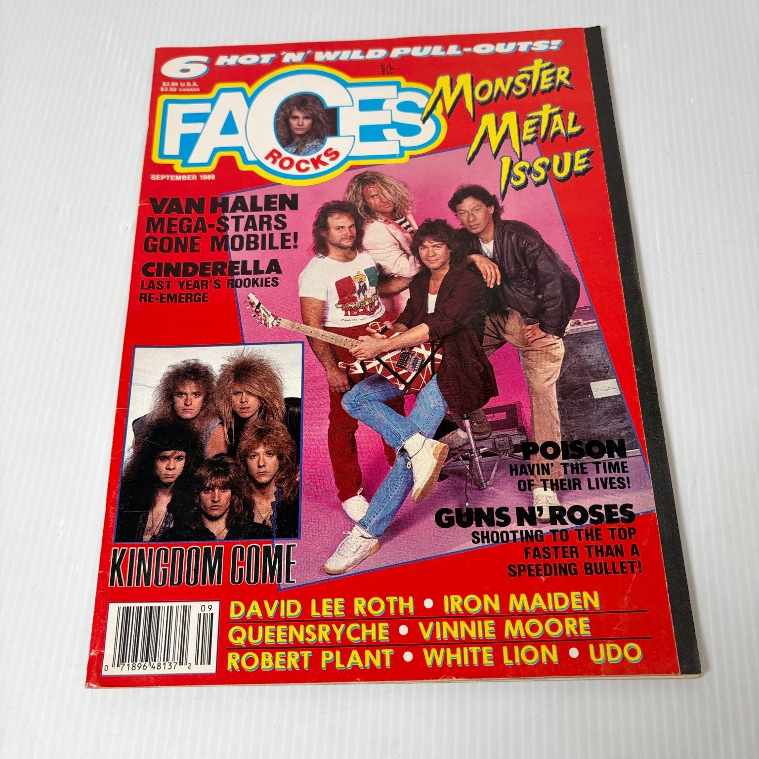 Faces Rocks Magazine September 1988 Van Halen Poison Metal Magazine w/ Posters