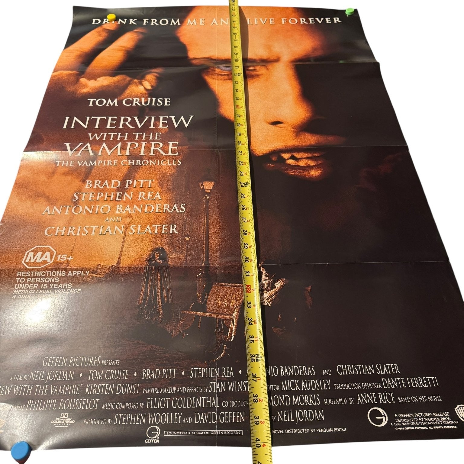 Vintage Interview With The Vampire 1994 One Sheet Movie Poster 27x40 Cruise Pitt
