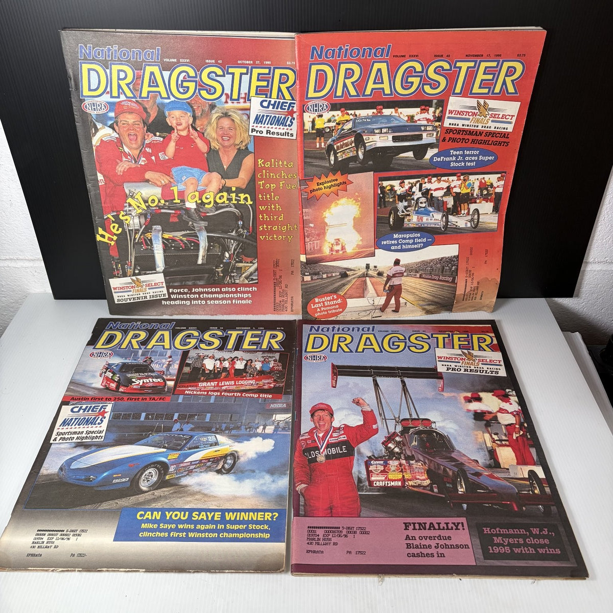 Lot of 9 National Dragster Magazine September - November 1995 NHRA Racing