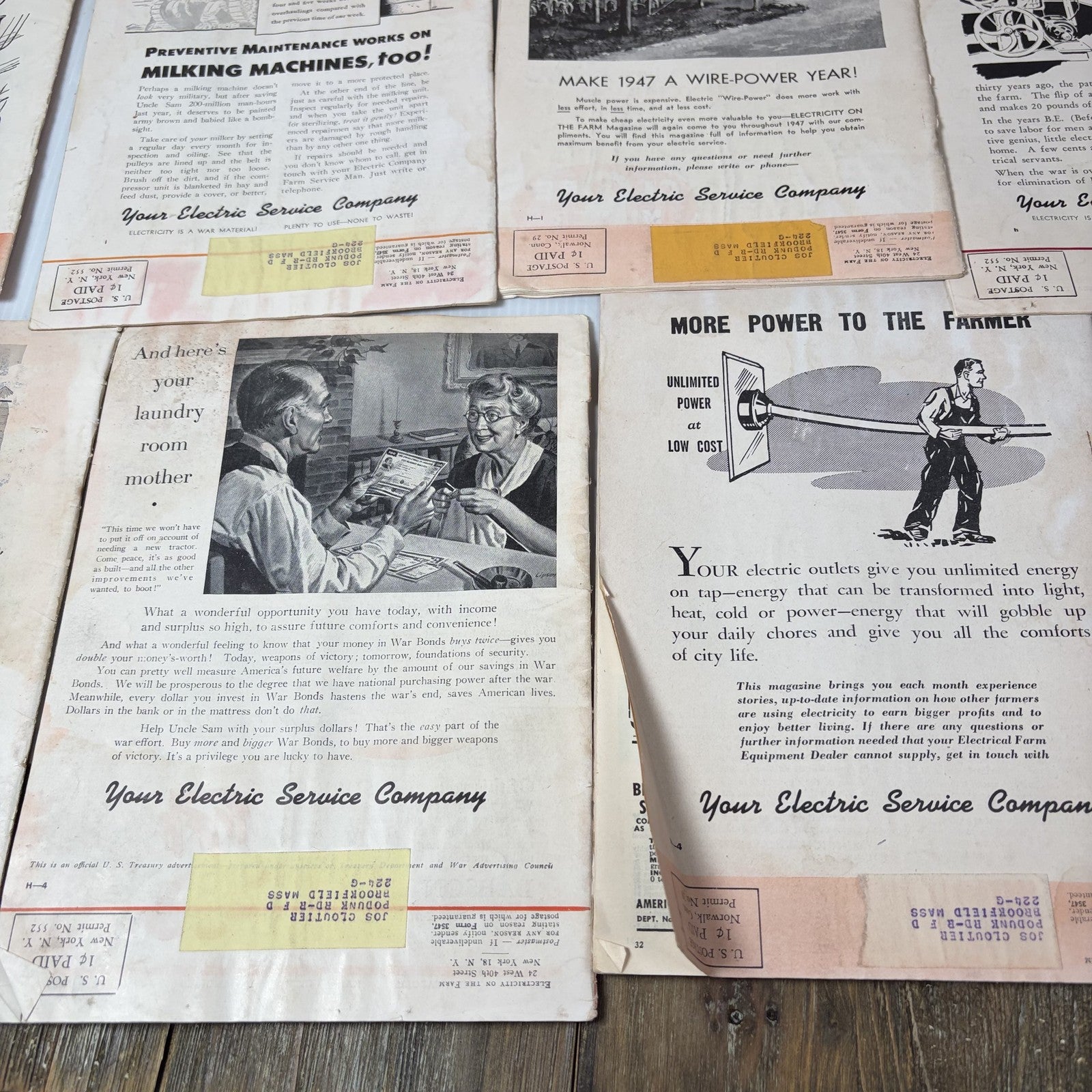 11 Vintage Electricity on the Farm Magazines 1944-1947 Rural Electrification Lot